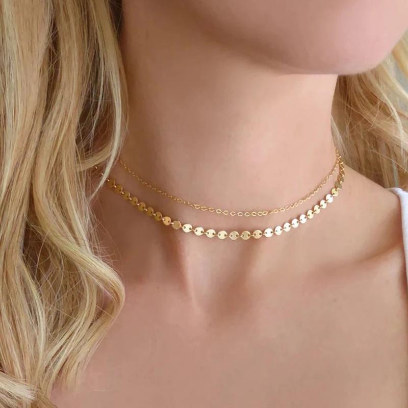 Double Layer Choker Necklaces Stainless Steel