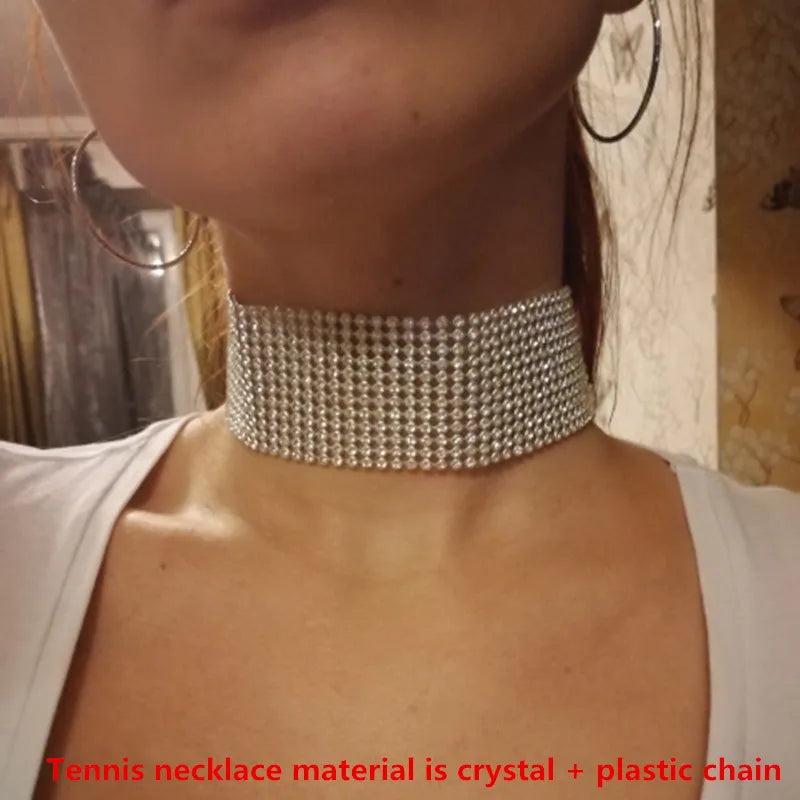Crystal Choker Chain Necklace for Women Gothic Jewelry