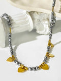Peri'sbox Silver Heart Charm Beads Choker Necklace Women Jewelry