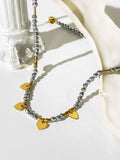 Peri'sbox Silver Heart Charm Beads Choker Necklace Women Jewelry