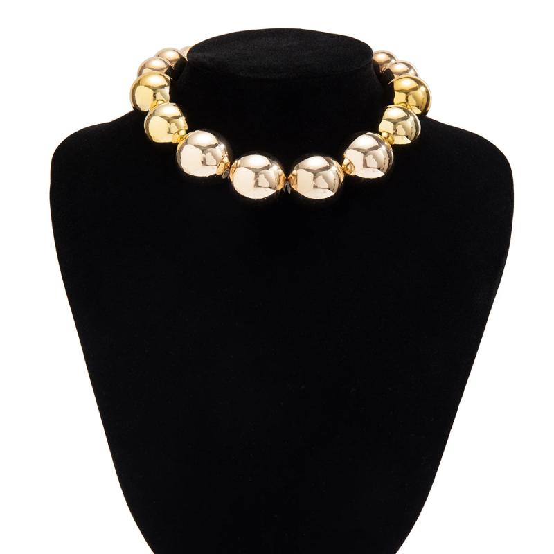Exaggerated Round Beads Choker Necklace Punk Jewelry