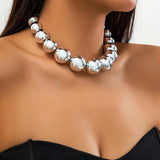 Exaggerated Round Beads Choker Necklace Punk Jewelry