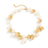 Irregular Big Ball Bead Chain Necklace Pearl Pendant Choker Women's Jewelry