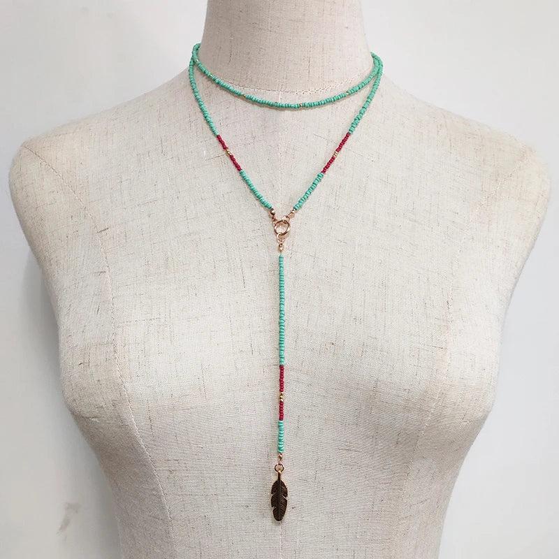 Boho Long Pendant Necklace Summer Ethnic Accessories