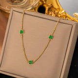 Mini Green CZ Chain Choker Necklace Stainless Steel Female Jewelry