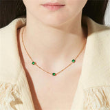 Mini Green CZ Chain Choker Necklace Stainless Steel Female Jewelry