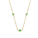 Mini Green CZ Chain Choker Necklace Stainless Steel Female Jewelry