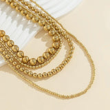 Punk Multilayer CCB Bead Chain Necklace Gothic Big Ball Chain Clavicle Necklace