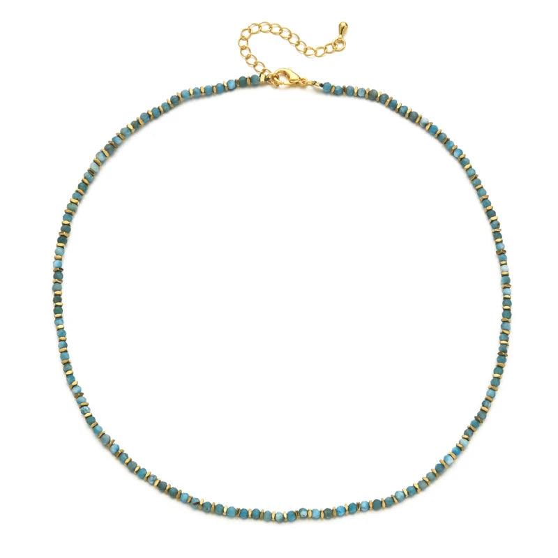 Vintage Stone Bead Men Necklace Natural Crystal Choker