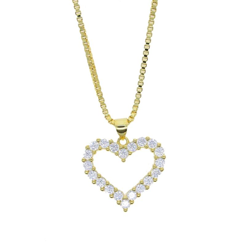 Bling CZ Love Heart Pendant Necklace Women Wedding Jewelry