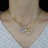 Bling CZ Love Heart Pendant Necklace Women Wedding Jewelry