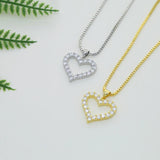 Bling CZ Love Heart Pendant Necklace Women Wedding Jewelry