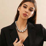 Big CCB Ball Choker Necklace Punk Hip Hop Silver Short Necklace