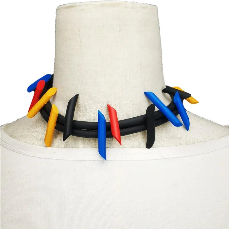 Multicolor Choker Necklaces Rubber Jewelry Women Pendant Necklace