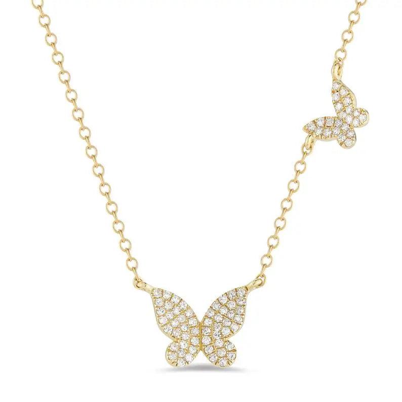 Minimal Delicate Tiny Cz Butterfly Charm Necklaces for Women - Christmas Jewelry