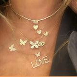 Minimal Delicate Tiny Cz Butterfly Charm Necklaces for Women - Christmas Jewelry
