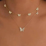 Minimal Delicate Tiny Cz Butterfly Charm Necklaces for Women - Christmas Jewelry