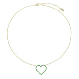 Green Hallow Pendant Micro Pave Sparking Cz Delicate Link Chain Necklace