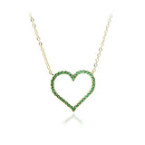 Green Hallow Pendant Micro Pave Sparking Cz Delicate Link Chain Necklace
