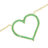 Green Hallow Pendant Micro Pave Sparking Cz Delicate Link Chain Necklace