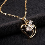Vintage Heart & Butterfly Necklace Choker Women Cubic Zirconia Jewelry