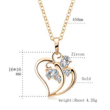 Vintage Heart & Butterfly Necklace Choker Women Cubic Zirconia Jewelry