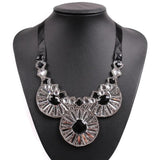 Chunky Flower Crystal Pendant Choker Necklace for Women
