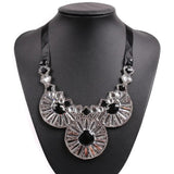 Chunky Flower Crystal Pendant Choker Necklace for Women