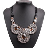 Chunky Flower Crystal Pendant Choker Necklace for Women