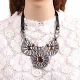 Chunky Flower Crystal Pendant Choker Necklace for Women