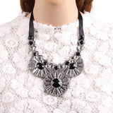 Chunky Flower Crystal Pendant Choker Necklace for Women