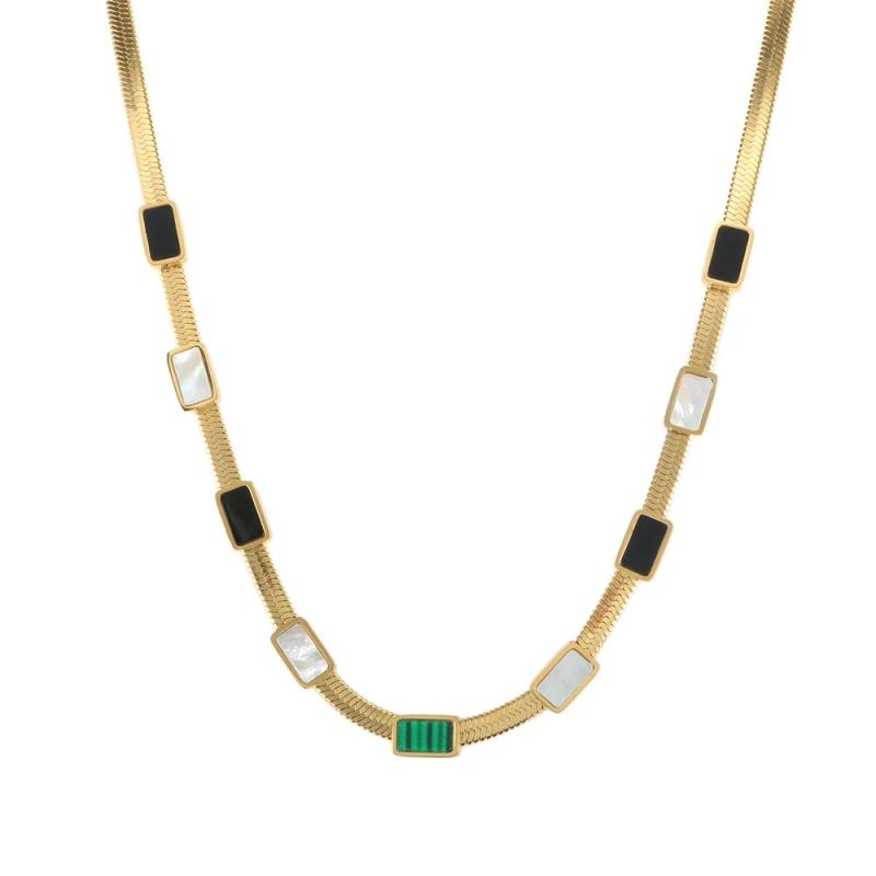 Malachite Green Shell Zircon Choker Necklace
