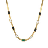 Malachite Green Shell Zircon Choker Necklace