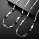 Malachite Green Shell Zircon Choker Necklace