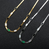 Malachite Green Shell Zircon Choker Necklace