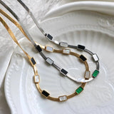Malachite Green Shell Zircon Choker Necklace