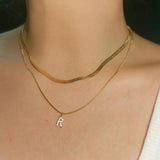 A-Z Tiny Women Initial Necklace, Small Letter Choker,Gold Collar Pendant