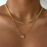 A-Z Tiny Women Initial Necklace, Small Letter Choker,Gold Collar Pendant