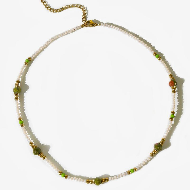 Vintage Green Tourmaline Beaded Choker Necklace