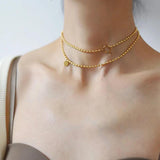 18K Plated Stainless Steel OT Buckle Long Chain Necklace for Women