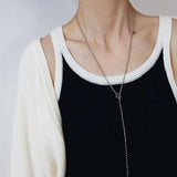 18K Plated Stainless Steel OT Buckle Long Chain Necklace for Women