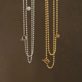 18K Plated Stainless Steel OT Buckle Long Chain Necklace for Women