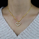 Iced Out Love Heart Shape Pendant Necklaces For Women