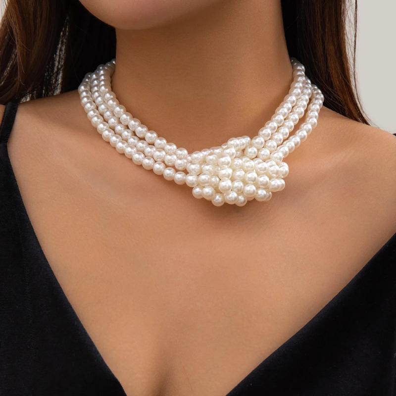 Gothic Pearl Chain Choker Necklace Punk Knot Bead