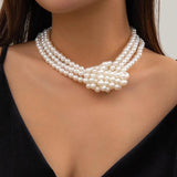 Gothic Pearl Chain Choker Necklace Punk Knot Bead