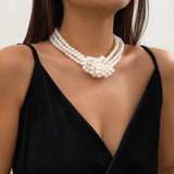 Gothic Pearl Chain Choker Necklace Punk Knot Bead