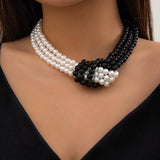 Gothic Pearl Chain Choker Necklace Punk Knot Bead