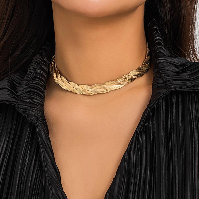 Punk Flat Snake Chain Choker Necklace