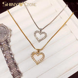 Iced Out CZ Love Heart Pendant Necklace for Women