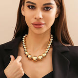 Big Ball Bead Chain Necklace Punk Choker Statement Banquet Jewelry
